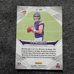2024 Panini Phoenix - Rookies J.J. McCarthy #185 Purple Fade (RC) - Image 2