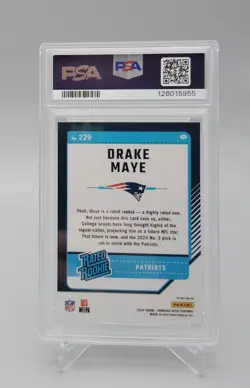 2024 Donruss Optic Drake Maye Holo Rated Rookie RC PSA 10 Gem Mint #229 - Image 2