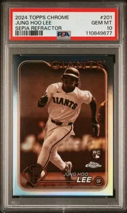 2024 Topps Chrome Sepia Refractors #201 Jung Hoo Lee RC ROOKIE PSA 10 GEM MINT - Image 1