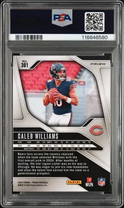 Panini Prizm 2024 Caleb Williams #301 Disco Prizm RC PSA 10 Chicago Bears - Image 2