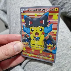 Pokemon Mega Charizard Pikachu Holo Promo Japanese Style Full Art Card - Image 2