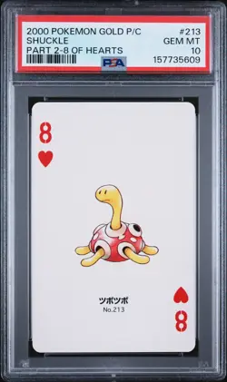 2000 POKEMON GOLD VERSION PART 2 PLAYING CARDS 8 OF HEARTS #213 SHUCKLE PSA 10 - Image 1