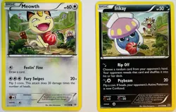 Meowth 67/108 & Inkay 41/108 Connecting art XY Roaring Skies 2-Card Lot - Image 1