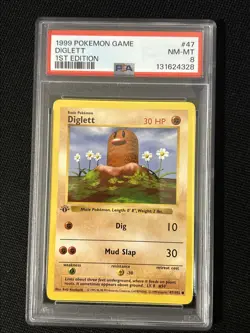 Pokemon Diglett 47/102 (1st Edition) *PSA 8* (Shadowless)Freshly Graded Card - Image 1