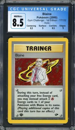 CGC 8.5 Blaine (1st Ed.) Gym Challenge 17/132 Holo Pokemon Card B16 - Image 1