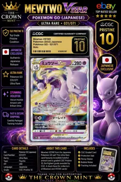 CGC Pristine 10 Mewtwo VSTAR 031/071 JP Pokemon GO Holo Pokemon Card - Image 1
