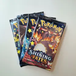 Lot of 4 Pokemon Shining Fates Booster Packs Trading Card Game Sealed - Image 1