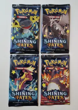 Lot of 4 Pokemon Shining Fates Booster Packs Trading Card Game Sealed - Image 2