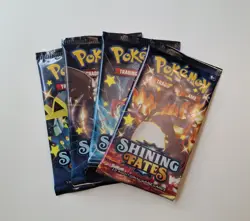 Lot of 4 Pokemon Shining Fates Booster Packs Trading Card Game Sealed - Image 4