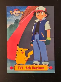 1999 Topps Pokemon 1st Printing TV1 Ash Ketchum Vintage Card LP - Image 1