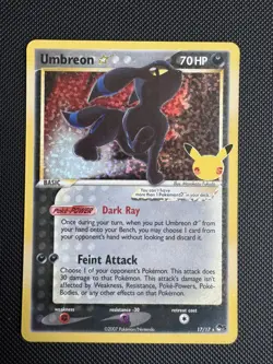 Pokemon TCG Umbreon Gold Star 17/17 Celebrations Holo Card NM Condition - Image 1