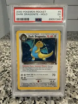 Pokemon Dark Dragonite Holo Rare Card 5/82 2000 PSA 5 Excellent CLEAN - Image 1
