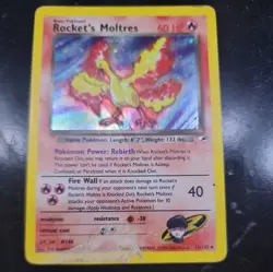 Pokemon TCG Rockets Moltres Holo Rare Card 12/132 Gym Heroes Set - Image 1