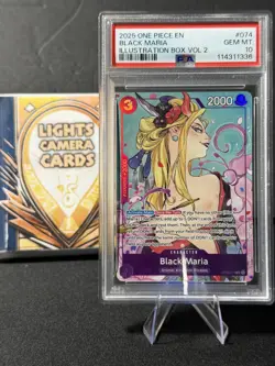 2025 ONE PIECE EN #074 BLACK MARIA ILLUSTRATION BOX VOL 2 PSA 10 GEM MINT - Image 1