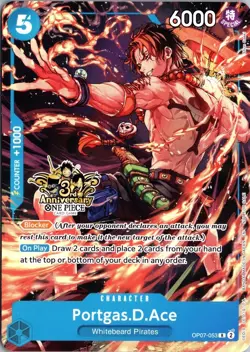 Portgas.D.Ace OP07-053 Alt Art 3rd Anniversary Stamped Promo One Piece TCG NM - Image 3