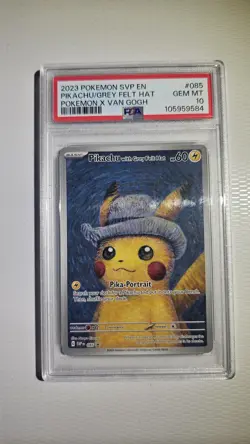 2023 POKEMON SVP EN-SV BLACK STAR PROMO #085 PIKACHU WITH GREY FELT HAT PSA 10 - Image 1