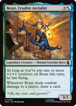 (Preorder) MTG - [MSH - 206] Beast, Erudite Aerialist Foil - Marvel Super Heroes - Image 1