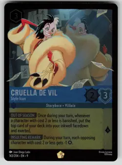 Cruella De Vil - Style Icon Cold Foil Legendary Fabled 143/204 Disney Lorcana NM - Image 1