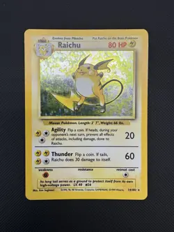 Wizards Pokemon TCG Raichu 14/102 Base Set Holo Rare 1999-2000 - Image 1