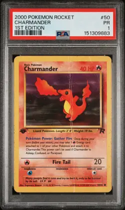 2000 POKEMON ROCKET 1ST EDITION #50 CHARMANDER PSA 1 - Image 1