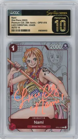 CGC Pristine 10 Auto 10 Luci Christian Nami 25th Aniv Manga Alt Art OP01-016 - Image 1