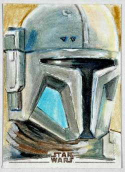 Pas Vizsla 1/1 Artist Sketch Card by Scott Anthony Topps Chrome Star Wars - Image 1