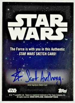 Pas Vizsla 1/1 Artist Sketch Card by Scott Anthony Topps Chrome Star Wars - Image 2