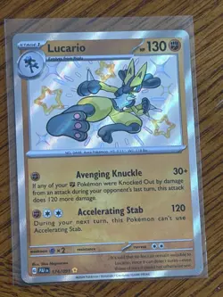 Pokemon TCG Lucario Paldean Fates Shiny Rare Holo Card 174/091 - Image 1
