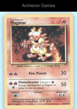 Pokemon Card Magmar BS 36/102 UC Base Set Unlimited - Image 1