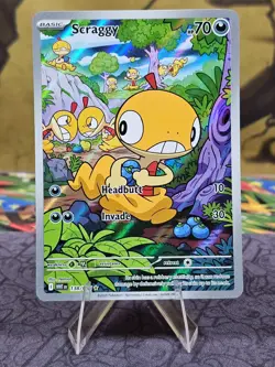 Pokemon TCG Scraggy 138/086 Sv: White Flare Illustration Rare Holo Card NM- - Image 1