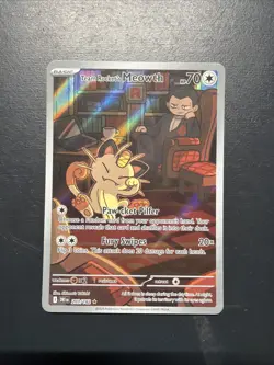 Pokemon TCG Destined Rivals Team Rockets Meowth Card 203/182 Mint Condition - Image 1