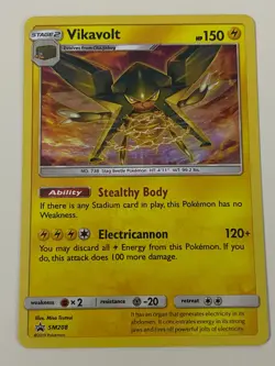Pokemon Vikavolt Sun & Moon Black Star Promo Holo LP - Plus Free Card - Image 1