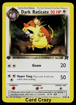 1st Edition Dark Raticate 51/82 - Team Rocket - Pokemon Card - Near Mint (NM) - Image 1