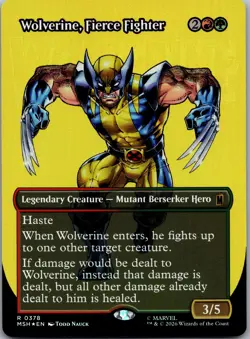 Wolverine, Fierce Fighter (Borderless) 378 Marvel Super Heroes Foil NM - Image 1