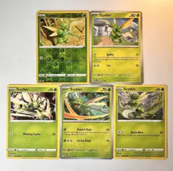 Scyther Grass Type Pokemon TCG Lot 5 Reverse Holo & Non-Holo English Cards - Image 1