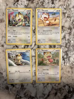Pokemon TCG Meowth Lot of 4 Near Mint Condition English Cards - Image 1