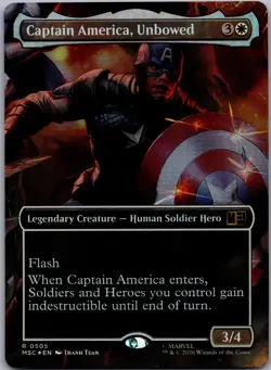 Captain America, Unbowed (Borderless) 505 Commander: Marvel Super Heroes Foil NM - Image 1