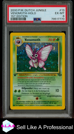 VENOMOTH-HOLO 1ST EDITION POKEMON DUTCH JUNGLE 2000 13 PSA 6 - Image 1