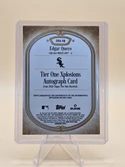 2026 Topps Tier One Edgar Quero Tier One Xplosions On-Card Auto /99 White Sox - Image 2