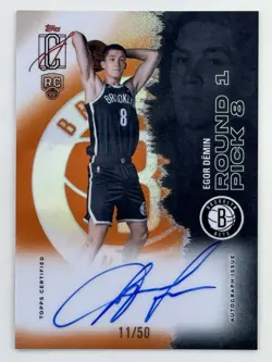 Egor Demin 2025-26 Topps Signature Class Orange Auto RC /50 #RCC-ED NBA Card - Image 1