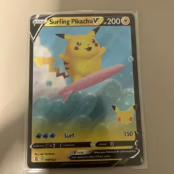 Surfing Pikachu V 008/025 Holo V Rare Celebrations Pokemon Near Mint - Image 1