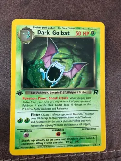 Pokemon Dark Golbat TCG 1st Edition Holo Card 7/82 MP - Image 1