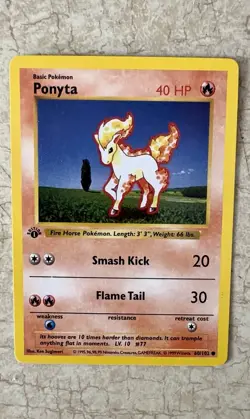 Pokemon Cards: Base Set 1st Edition: Ponyta 60/102 - Image 1
