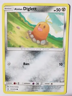 Alolan Diglett 121/214 PL - Unbroken Bonds Pokemon Card - Atsuko Nishida Art - Image 1