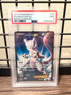 PSA 9 Mewtwo EX 157/162 XY Breakthrough 2015 Pokemon Card Full Art Holo Foil - Image 1