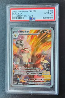 Pokemon TCG Destined Rivals Blaziken Card 192/182 Illustration Rare PSA 10 - Image 1
