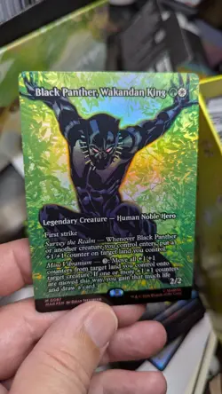 1x Black Panther Wakandan King Borderless FOIL Marvel MAR NM - Magic MTG x1 - Image 1