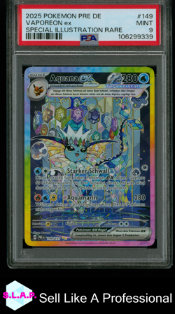 VAPOREON EX SPECI4L ILL RARE POKEMON GER PRE DE-PRISM EVO 2025 149 PSA 9 - Image 1