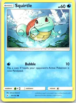 Squirtle 33/214 Common Unbroken Bonds Pokemon Near Mint - Image 1