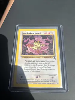 Pokemon 1999 Team Rockets Meowth #18 Black Star Promo Card - Image 1